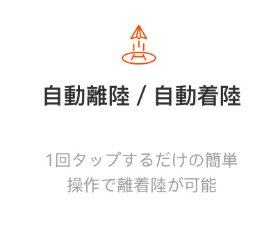 自動離陸/自動着陸
1回タップするだけの簡単操作で離着陸が可能